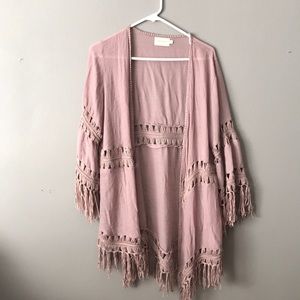 Mauve fringe cardigan